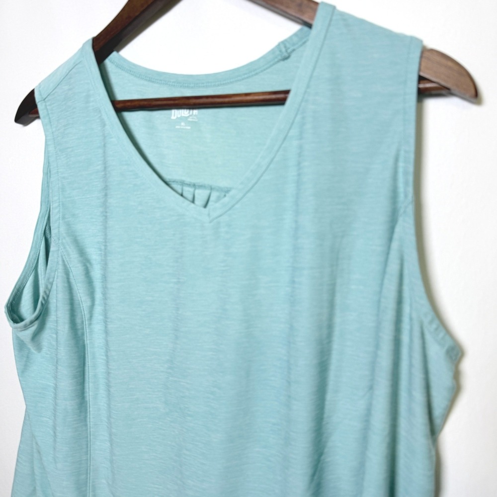 Duluth Trading Co Womens XL Aqua Blue V-Neck Sleeveless Tank Top 81705